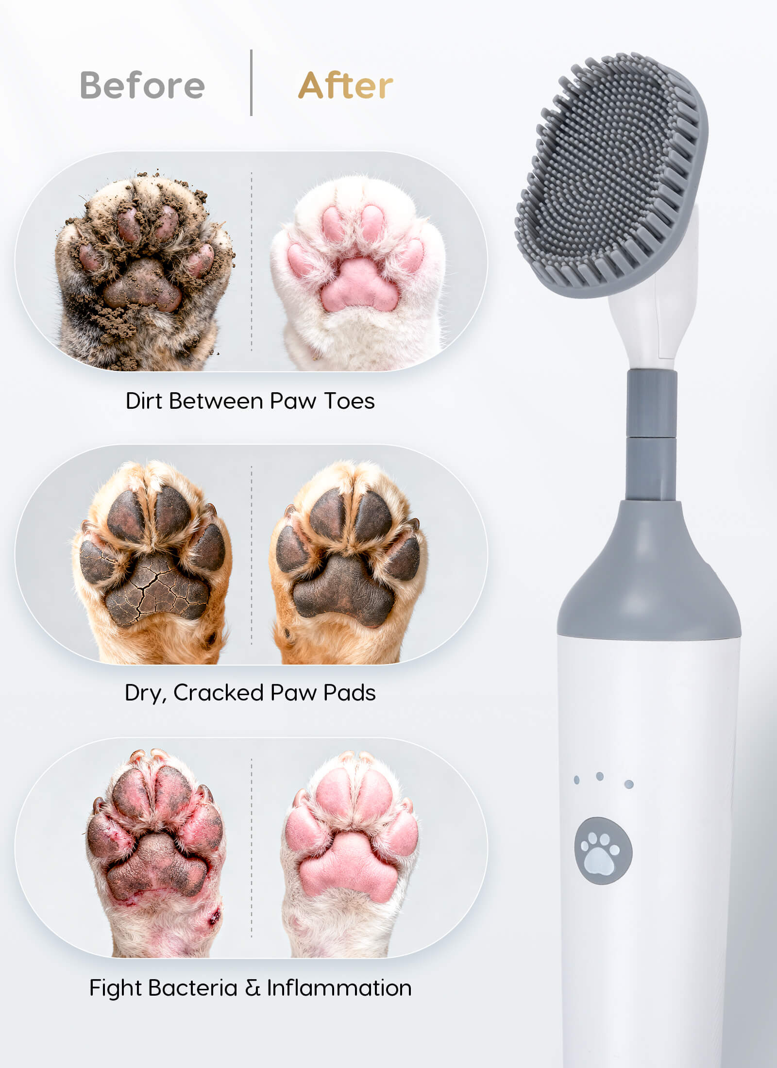 Brosse de nettoyage multi-usage 3-en-1 pour animaux de compagnie (pattes et accessoires)