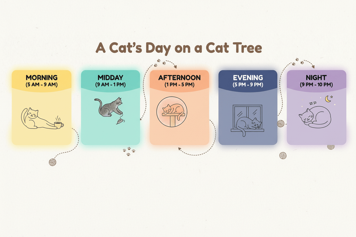 How Indoor Cats Use a Cat Tree Throughout the Day