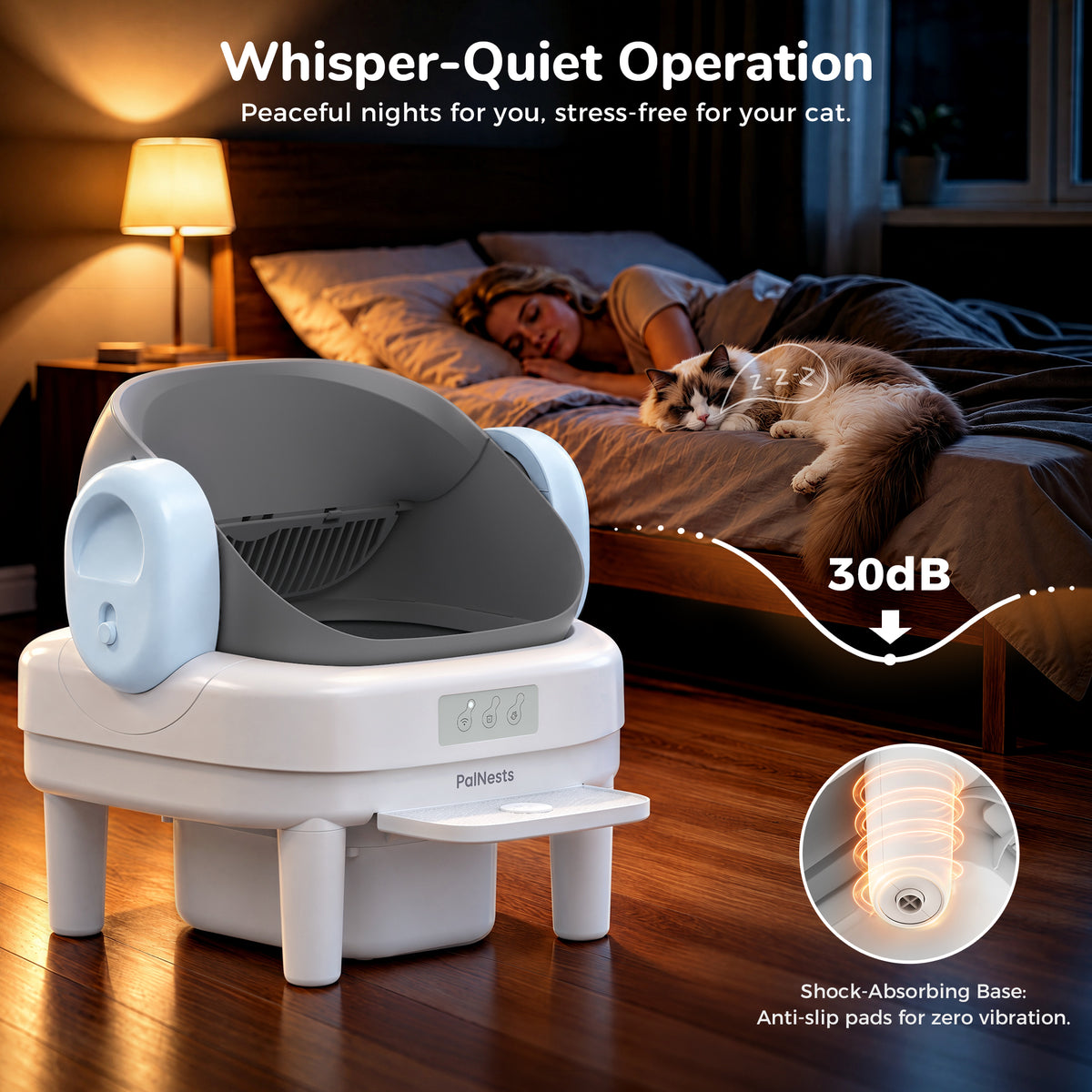 PalNests Self Cleaning Litter Box, Smart Automatic Cat Litter Box with WiFi App Control, 2.2-17.6 lbs, Blue
