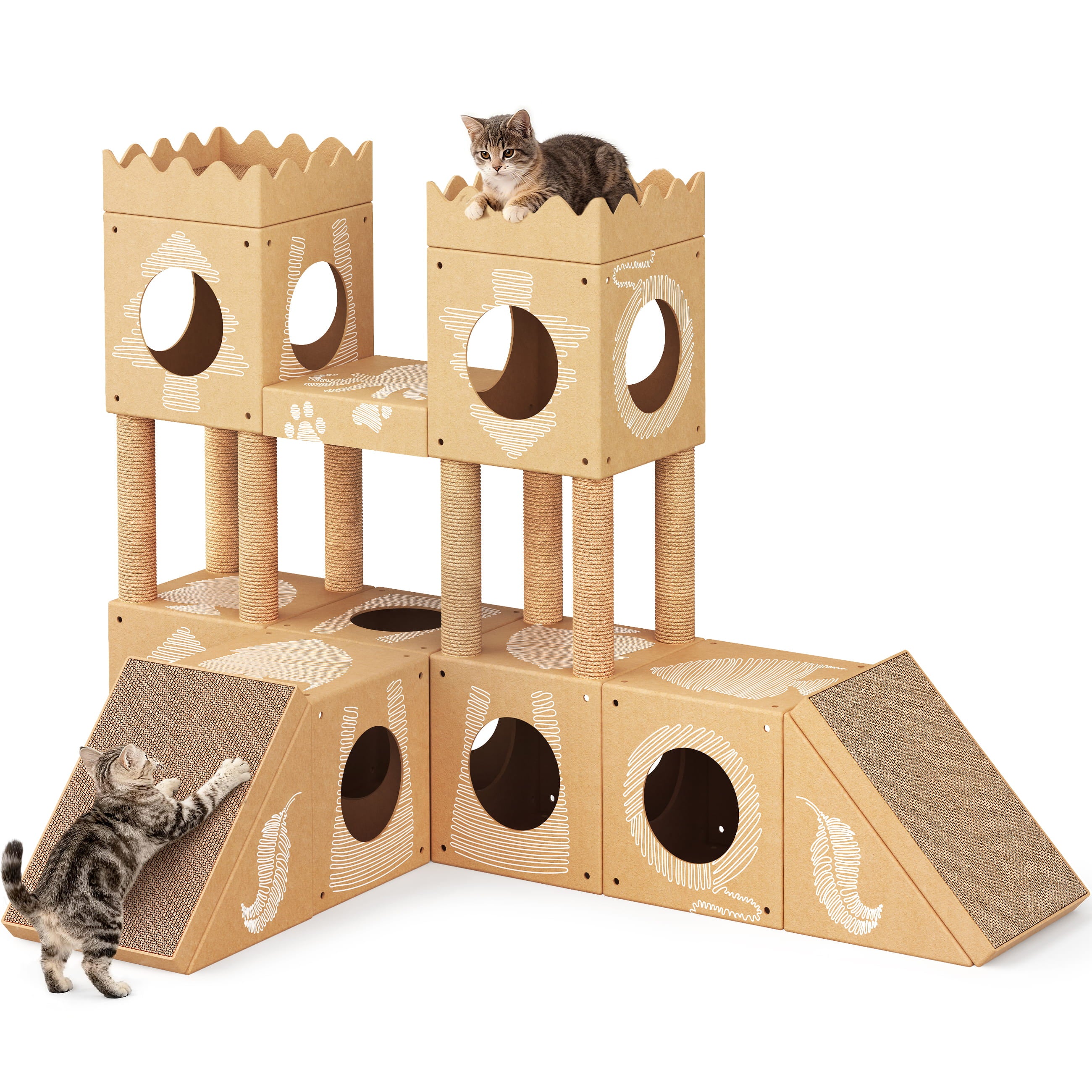 PalNests 3-in-1 Modular Cardboard Cat Tree & Scratcher House