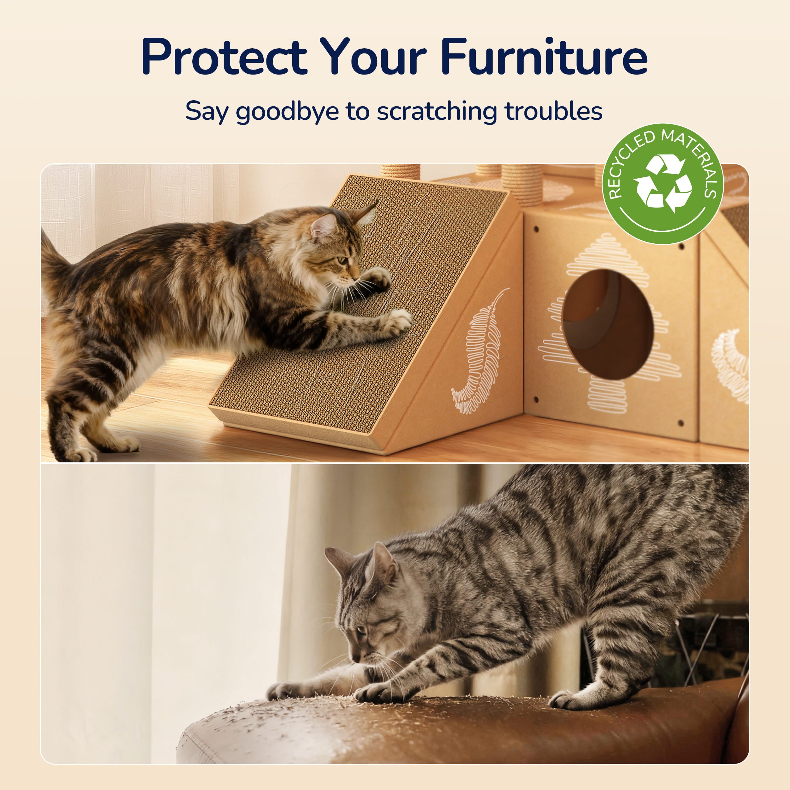 PalNests 3-in-1 Modular Cardboard Cat Tree & Scratcher House