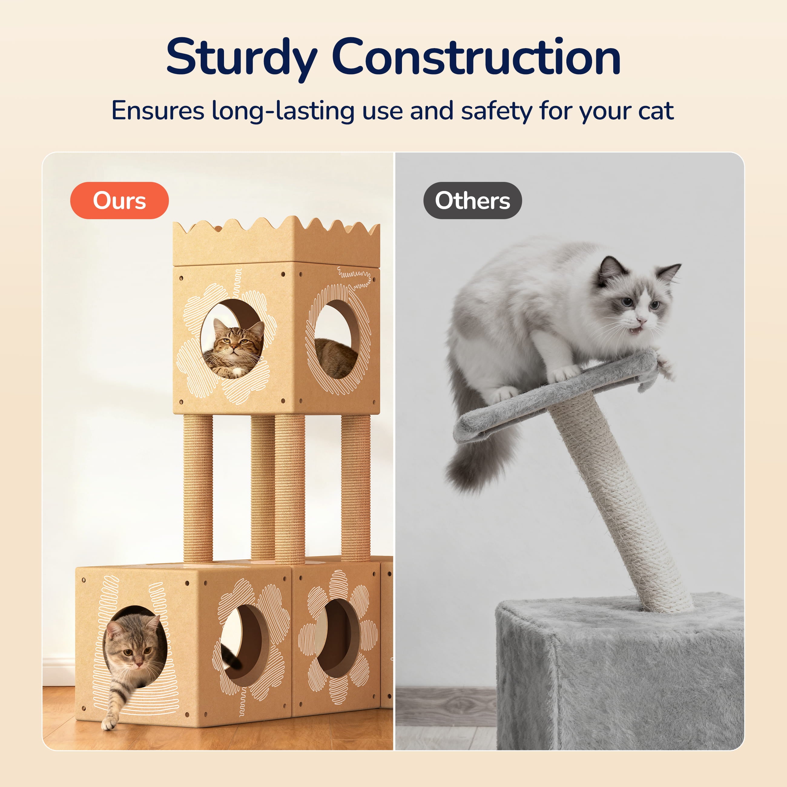 PalNests 3-in-1 Modular Cardboard Cat Tree & Scratcher House