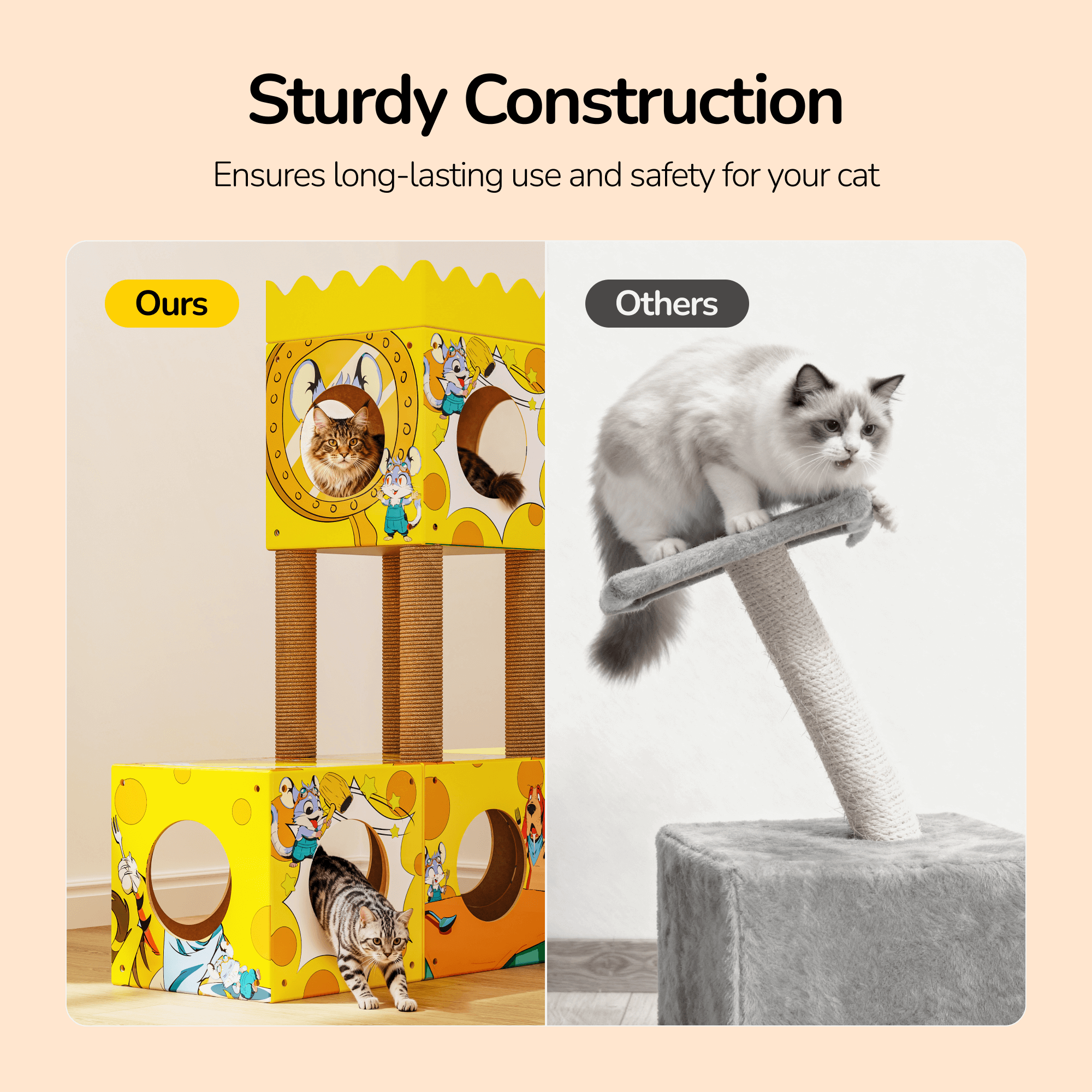PalNests 3-in-1 Modular Cardboard Cat Tree & Scratcher House