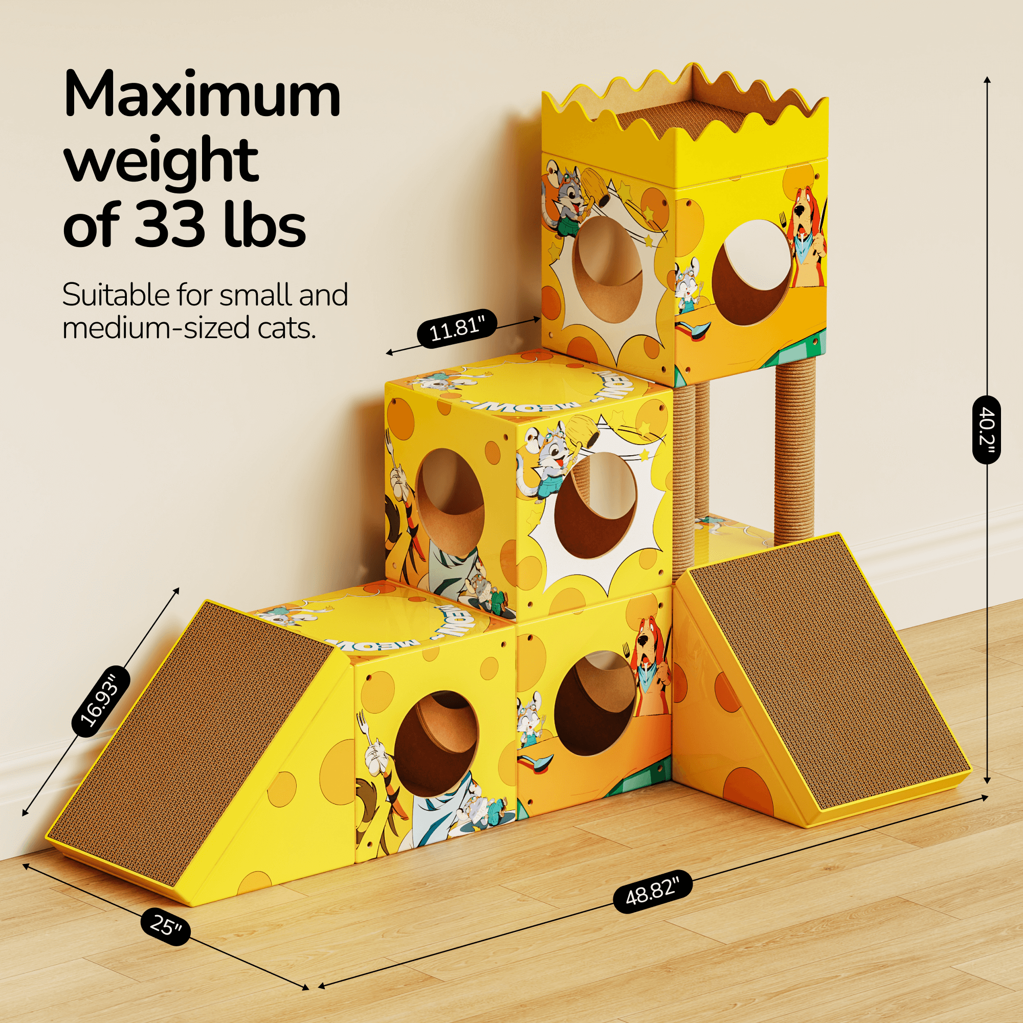 PalNests 3-in-1 Modular Cardboard Cat Tree & Scratcher House