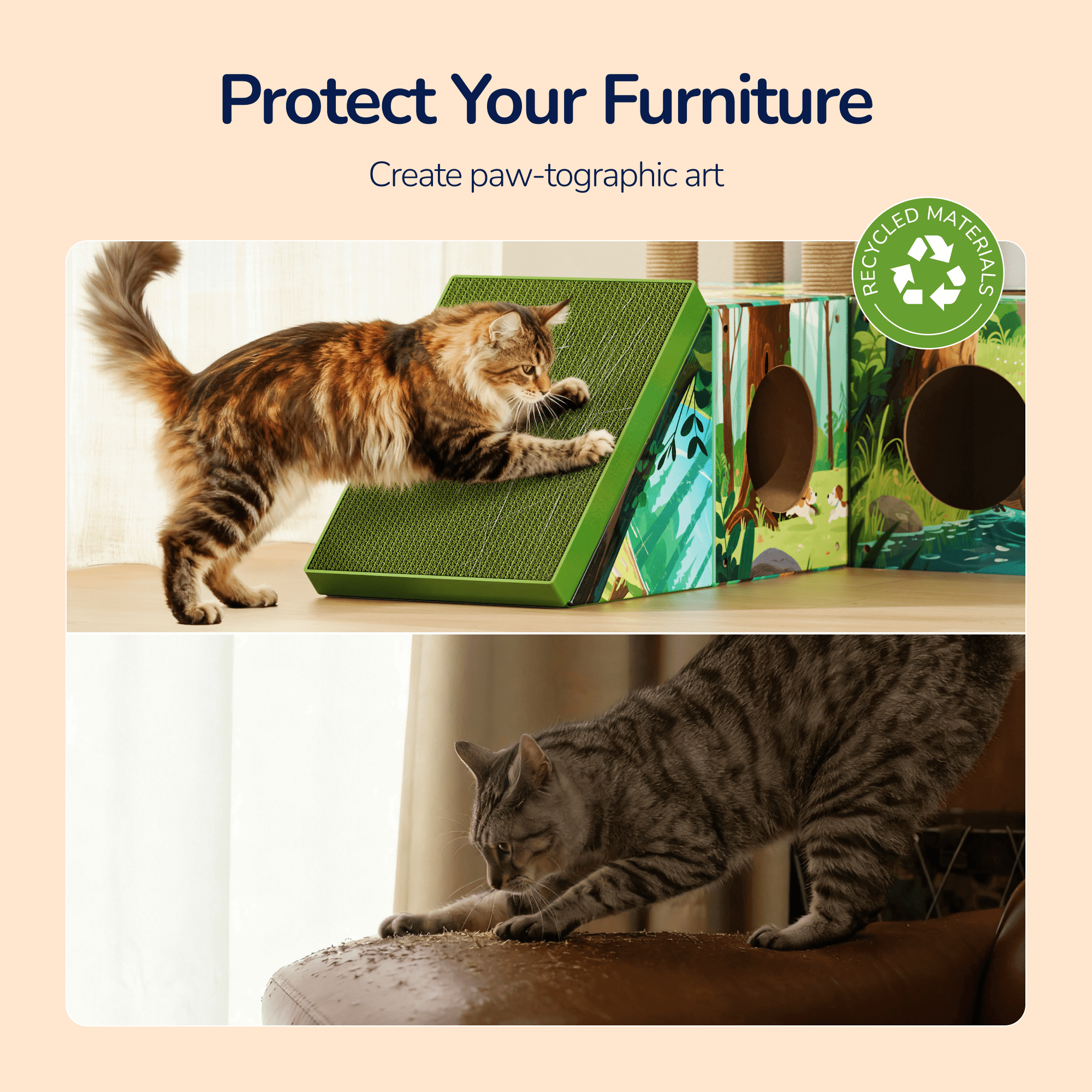 PalNests 3-in-1 Modular Cardboard Cat Tree & Scratcher House