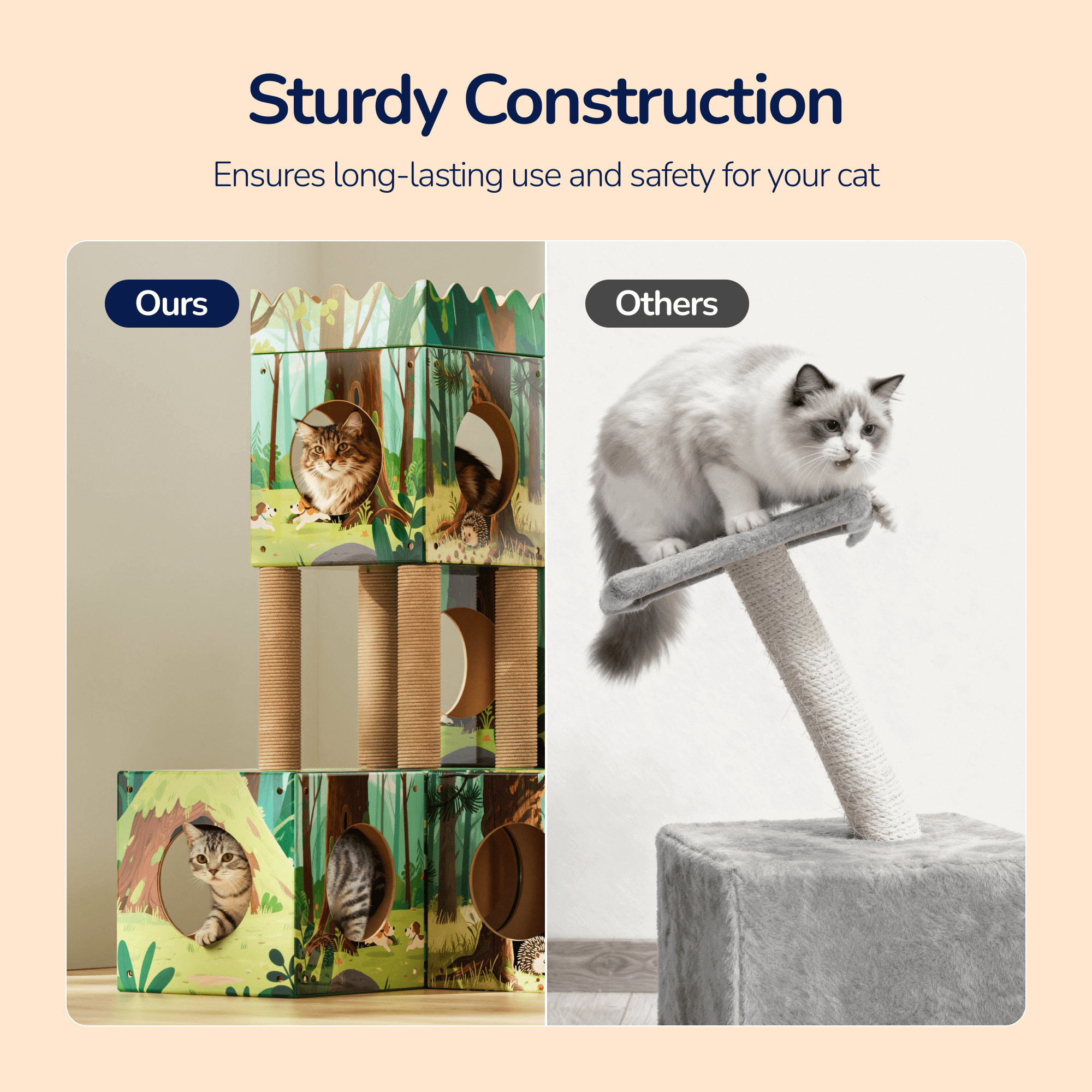 PalNests 3-in-1 Modular Cardboard Cat Tree & Scratcher House